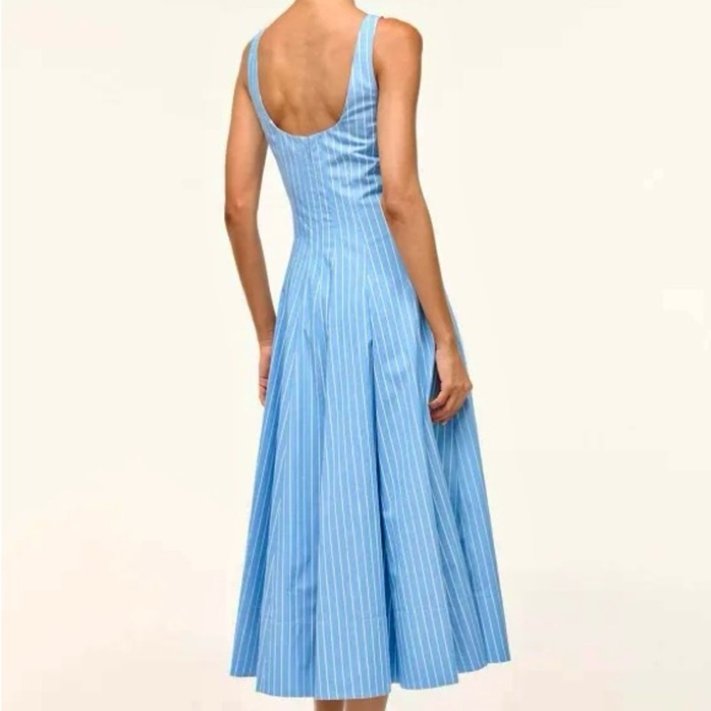 🌺🎉HP🎉🌺 NWOT Staud Wells Midi Dress Azure Pinstripe 🌟Rare Find🌟 - Picture 7 of 16